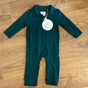 Little Sleepies Play Emerald Polo Romper NWT 6-12 months
